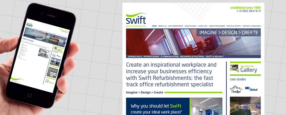 Website development for Swift Refurbishments by design agency Pad Creative