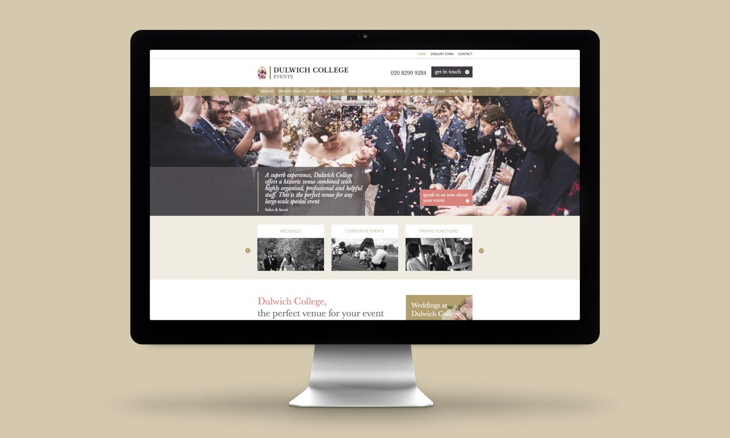 Dulwich College Events Website Design Home page
