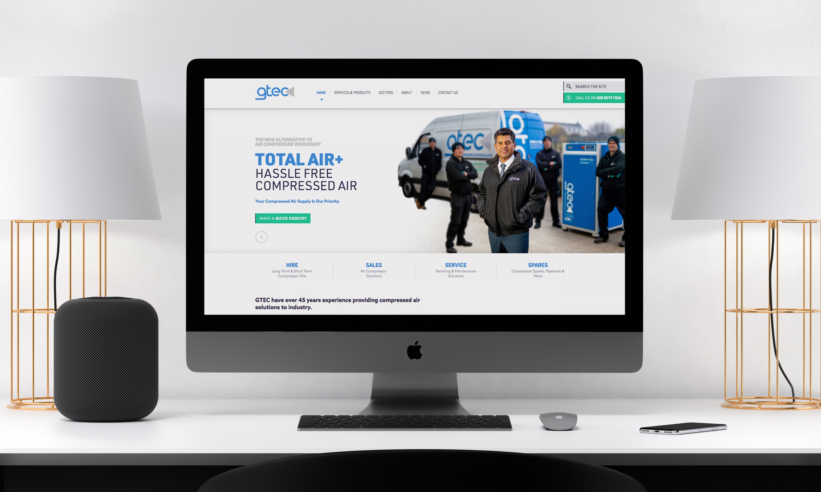 GTEC website design - home page