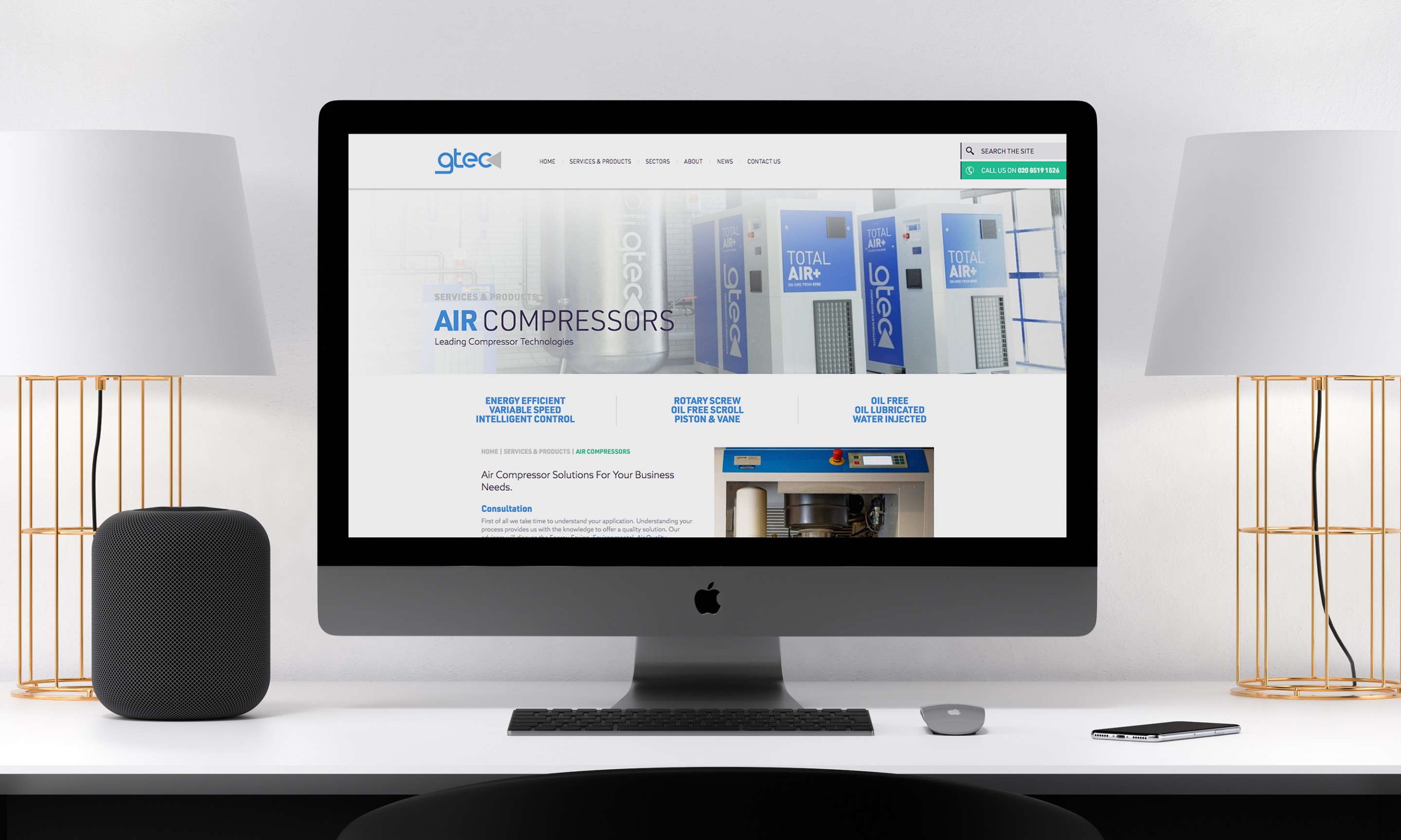 GTEC website design - internal page