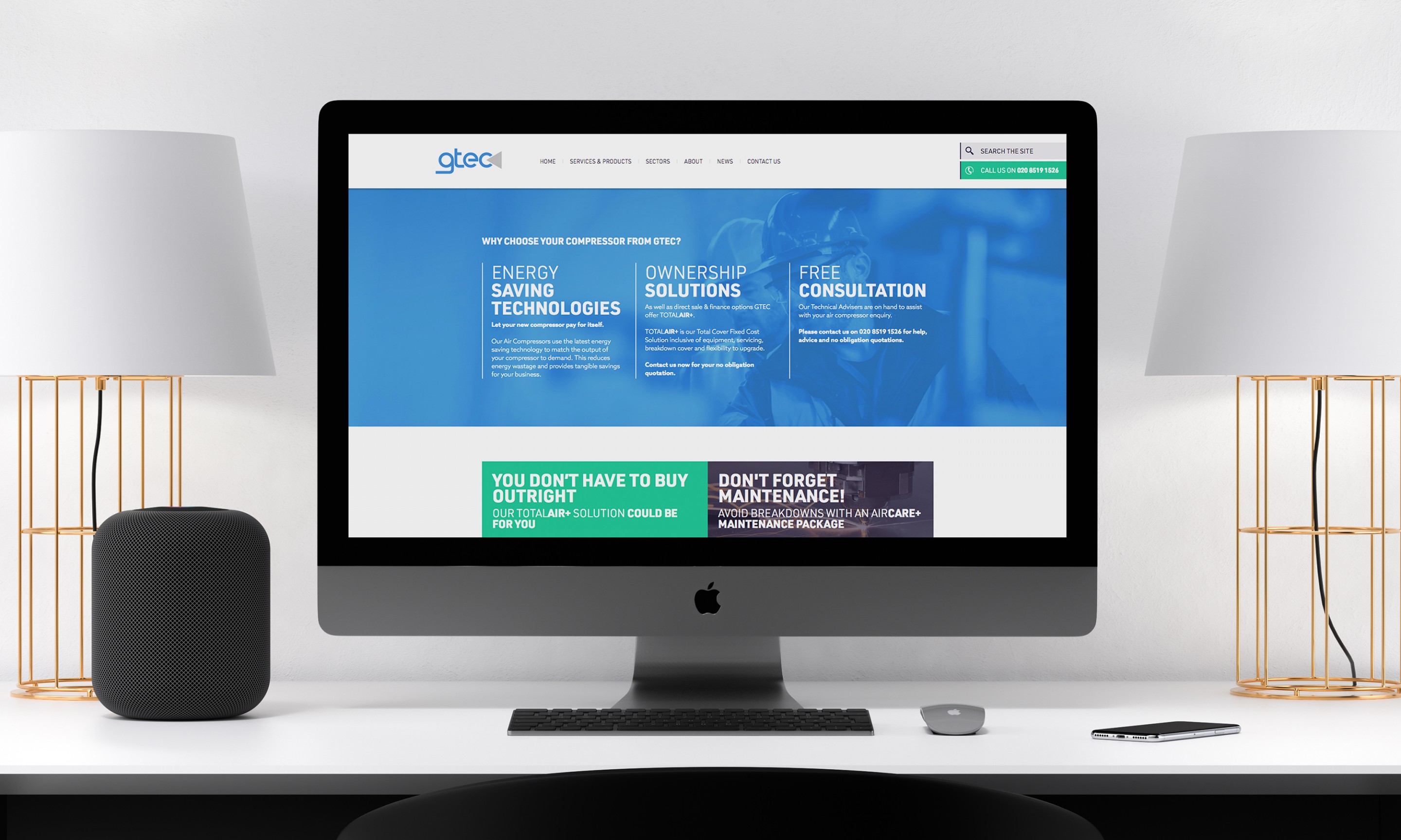 GTEC website design - internal page