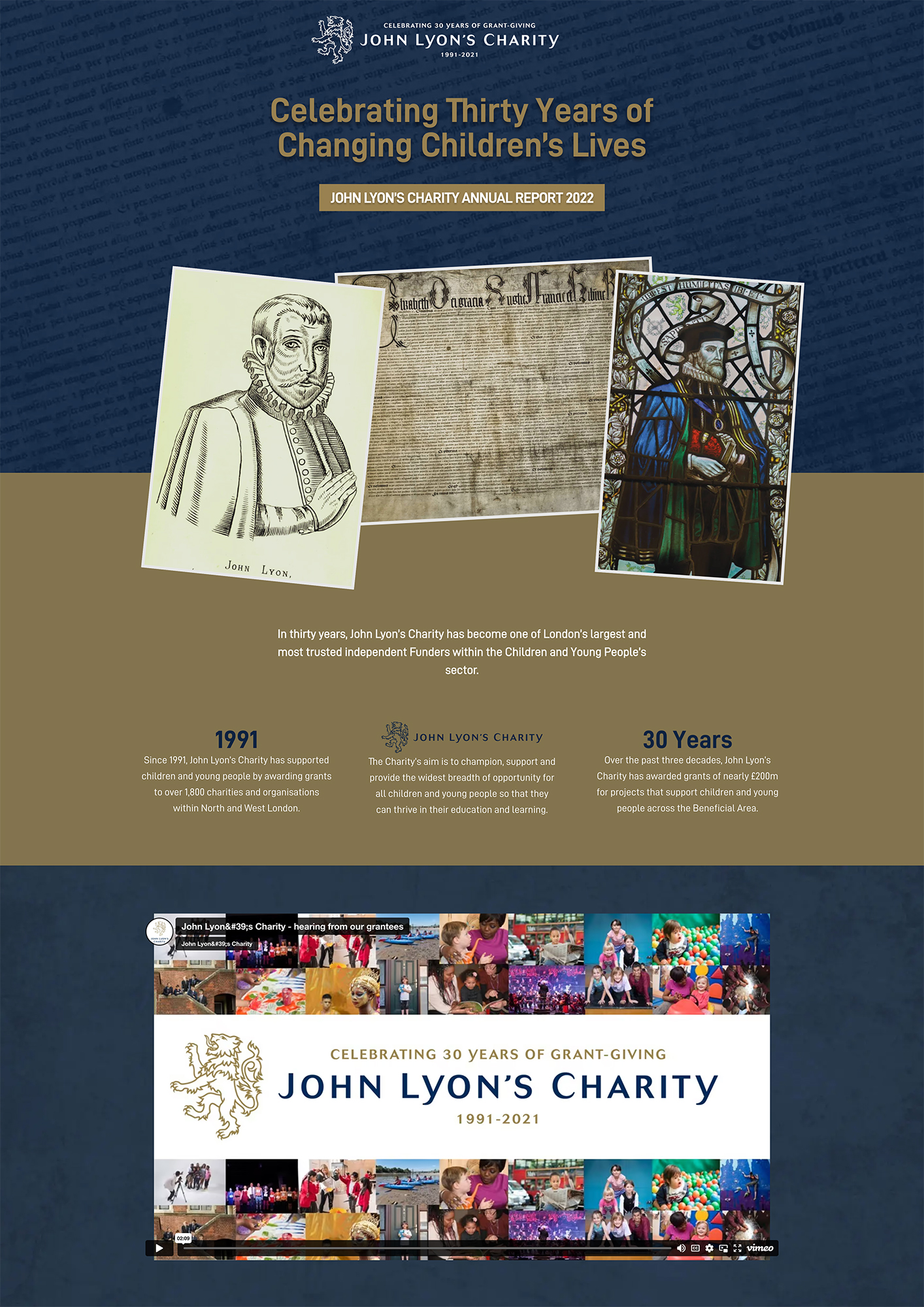 John Lyons Charity online annual report website