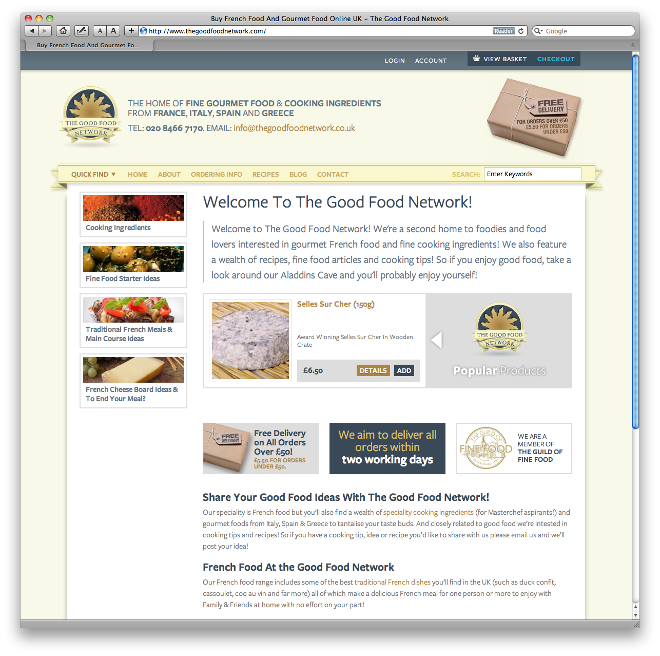 Website development for The Good Food Network by creative company Pad