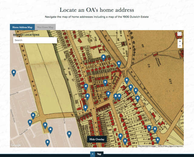 1906 Dulwich Estate Map overlaid onto Google Maps